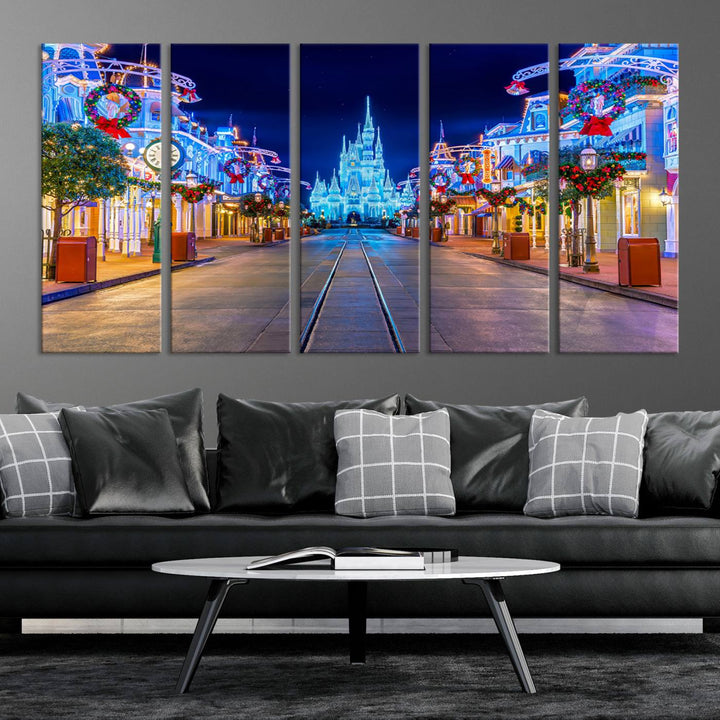 Castle Large Wall Art Disney Magic Kingdom Kids Room Decoration Disney World Christmas Home Decor Child gift - Stretched and Ready to Hang