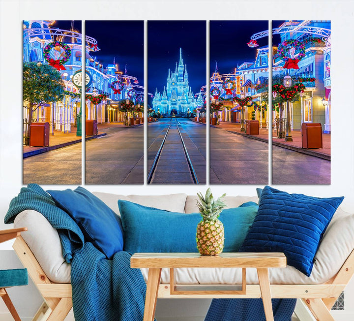 Castle Large Wall Art Disney Magic Kingdom Kids Room Decoration Disney World Christmas Home Decor Child gift - Stretched and Ready to Hang