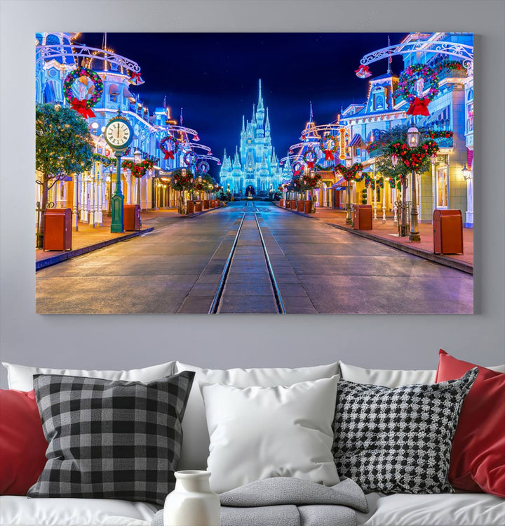 Castle Large Wall Art Disney Magic Kingdom Kids Room Decoration Disney World Christmas Home Decor Child gift - Stretched and Ready to Hang