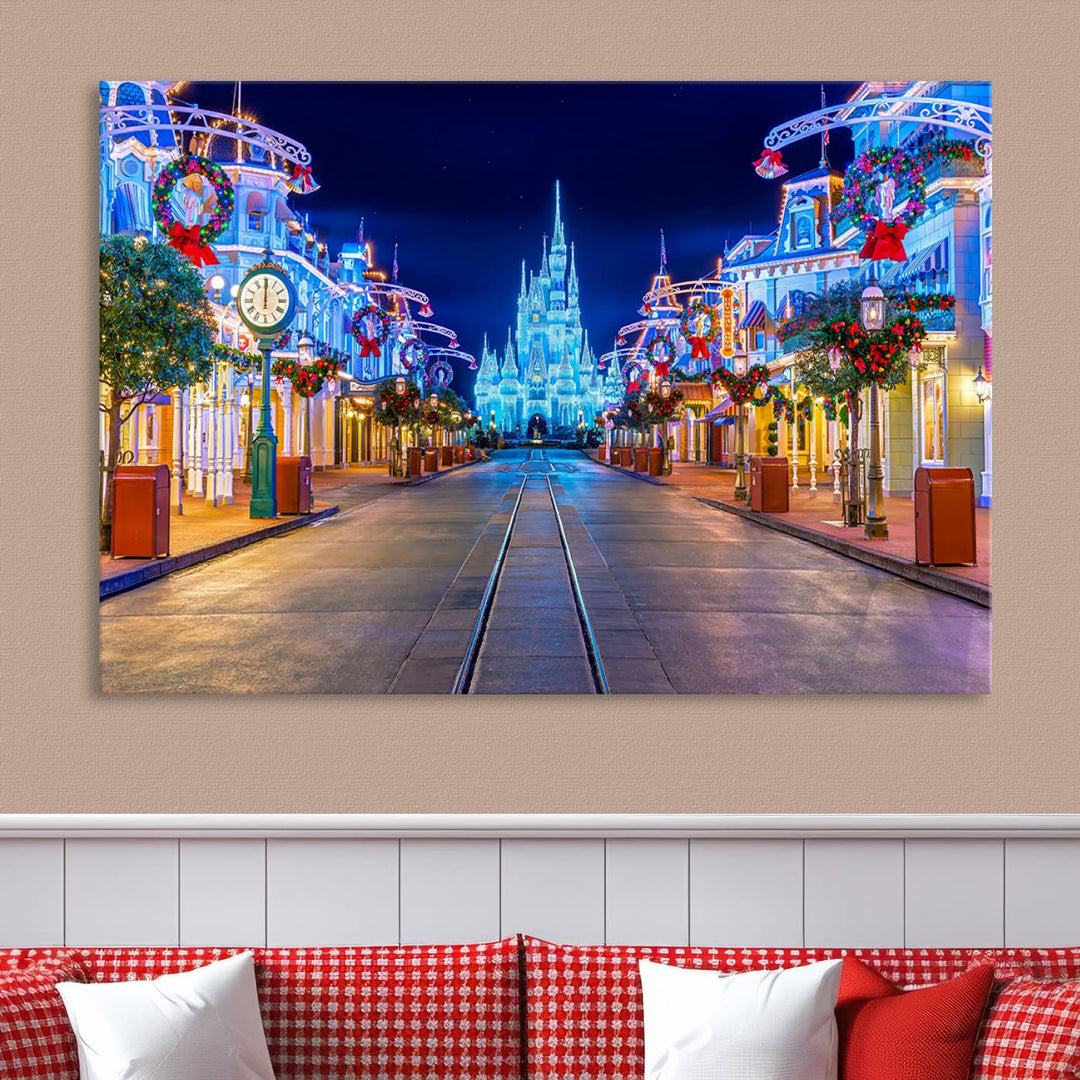 Castle Large Wall Art Disney Magic Kingdom Kids Room Decoration Disney World Christmas Home Decor Child gift - Stretched and Ready to Hang