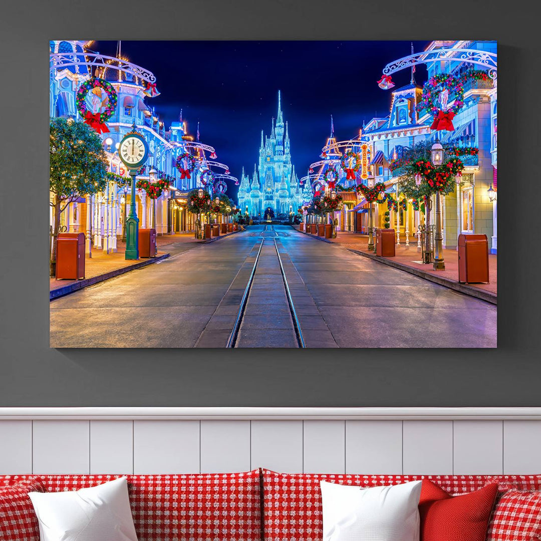 Castle Large Wall Art Disney Magic Kingdom Kids Room Decoration Disney World Christmas Home Decor Child gift - Stretched and Ready to Hang