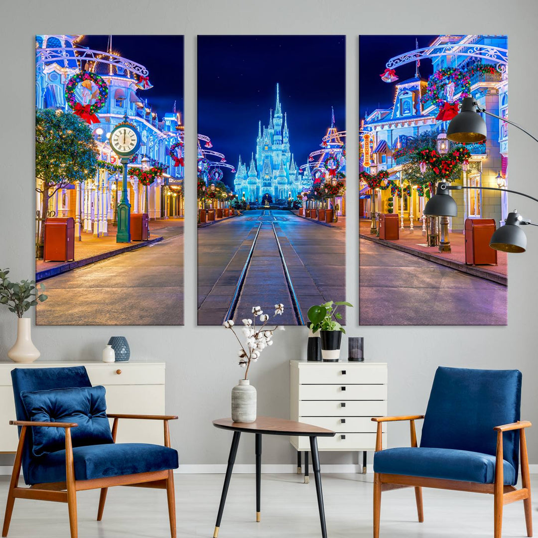 Castle Large Wall Art Disney Magic Kingdom Kids Room Decoration Disney World Christmas Home Decor Child gift - Stretched and Ready to Hang