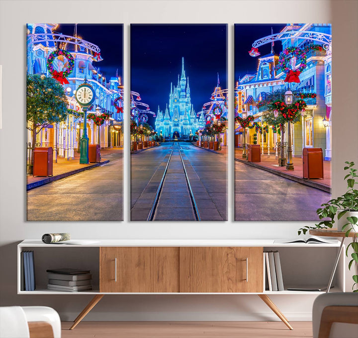 Castle Large Wall Art Disney Magic Kingdom Kids Room Decoration Disney World Christmas Home Decor Child gift - Stretched and Ready to Hang