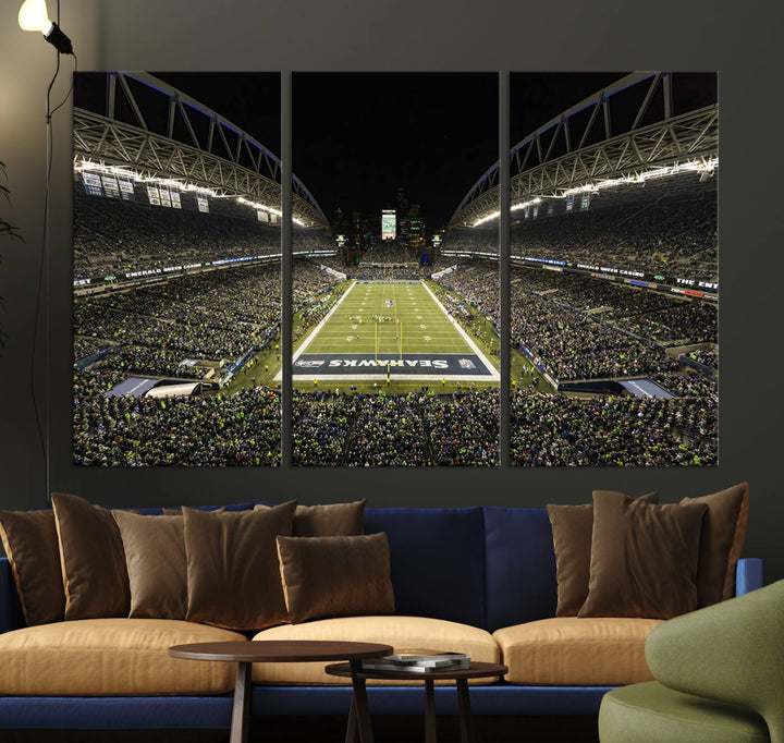 CenturyLink Field Stadium, Lumen Field Wall Art Canvas Print, Seahawks American Football Team Stadium Print