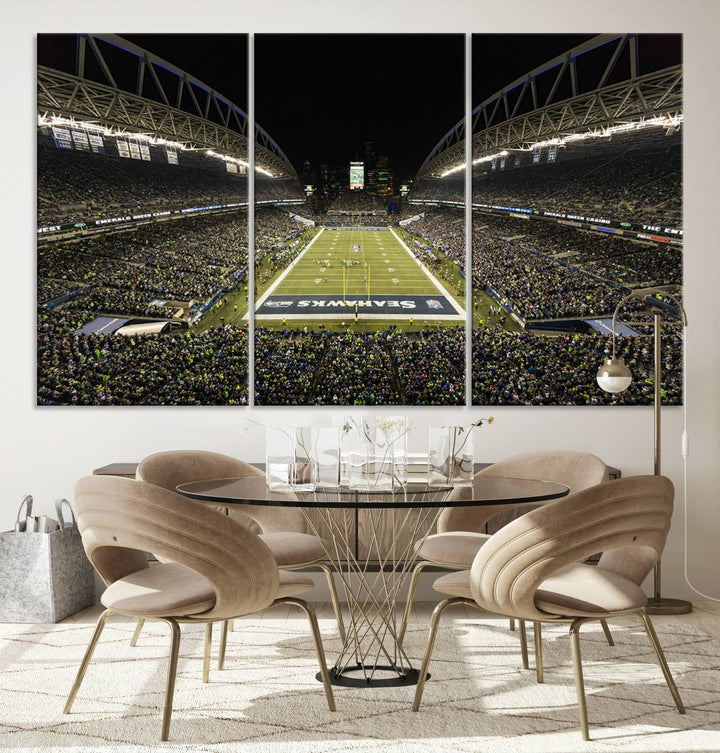 CenturyLink Field Stadium, Lumen Field Wall Art Canvas Print, Seahawks American Football Team Stadium Print