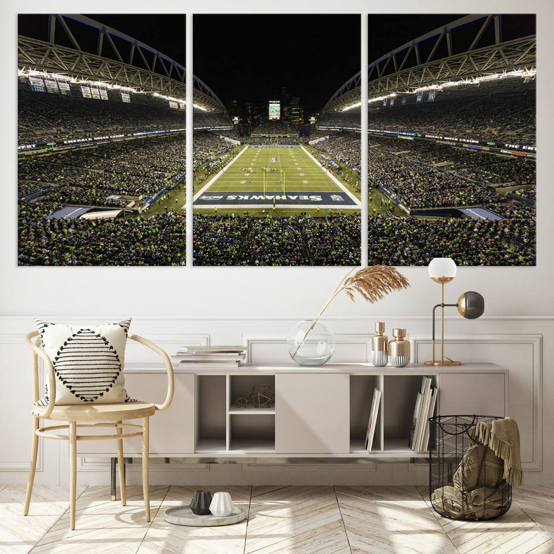 CenturyLink Field Stadium, Lumen Field Wall Art Canvas Print, Seahawks American Football Team Stadium Print