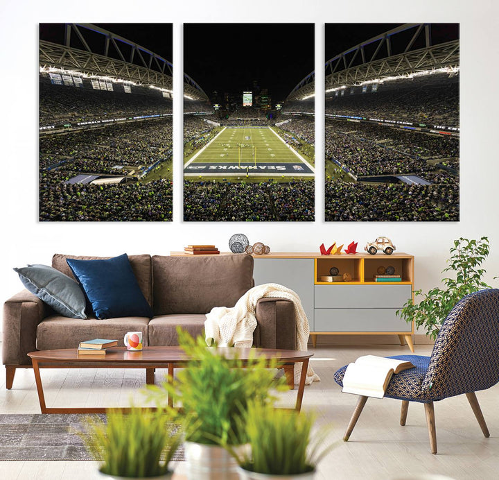 CenturyLink Field Stadium, Lumen Field Wall Art Canvas Print, Seahawks American Football Team Stadium Print