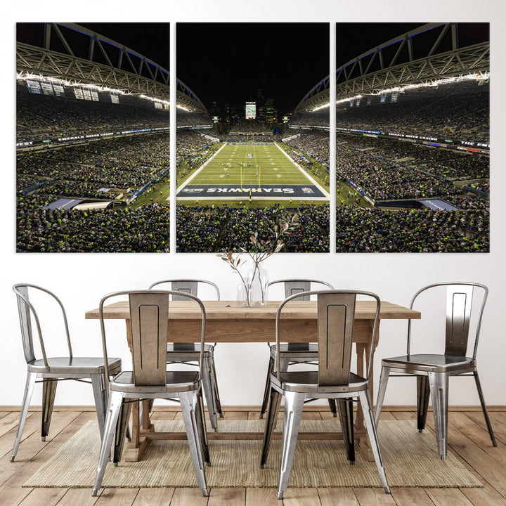 CenturyLink Field Stadium, Lumen Field Wall Art Canvas Print, Seahawks American Football Team Stadium Print