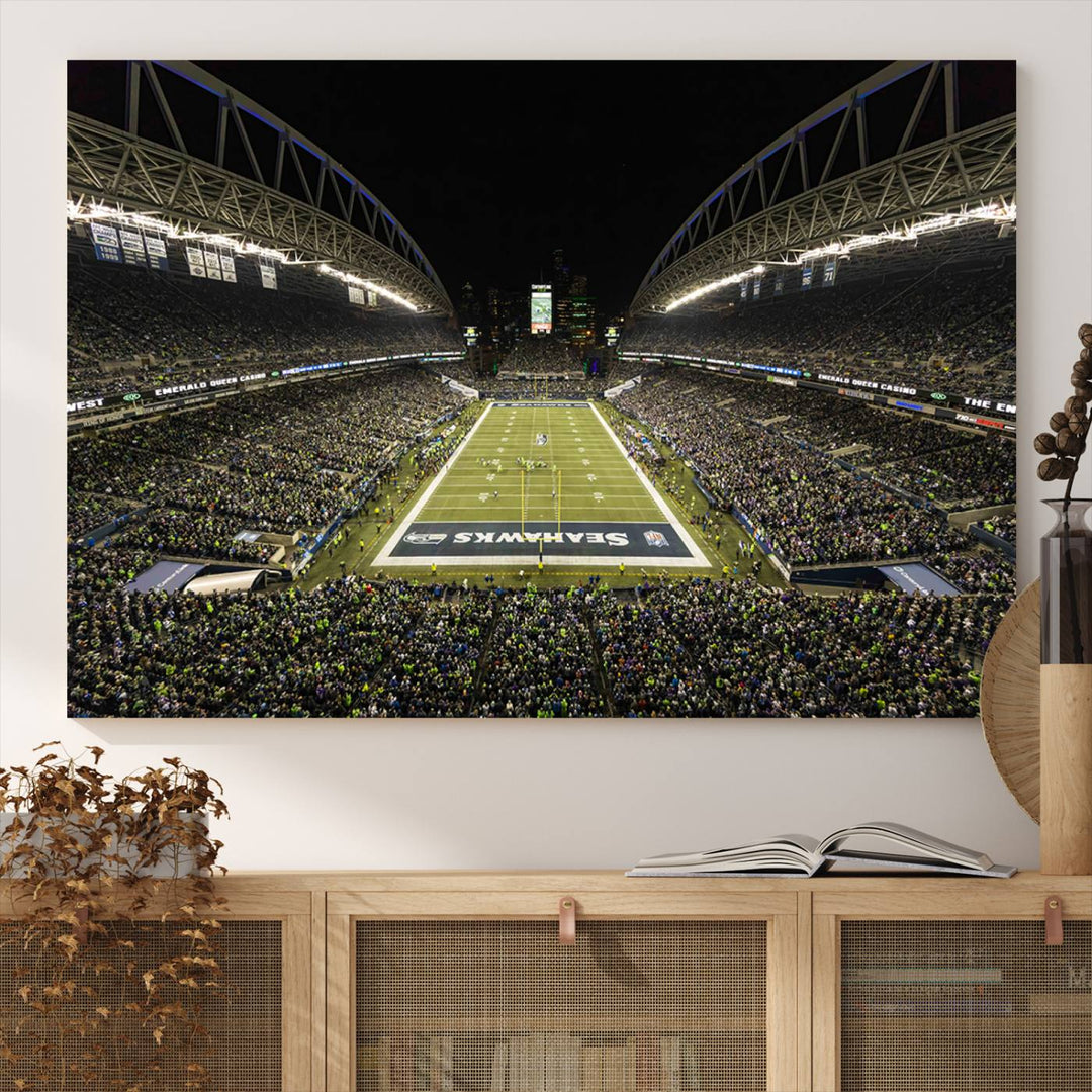 CenturyLink Field Stadium, Lumen Field Wall Art Canvas Print, Seahawks American Football Team Stadium Print