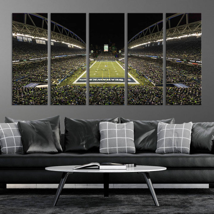 CenturyLink Field Stadium, Lumen Field Wall Art Canvas Print, Seahawks American Football Team Stadium Print