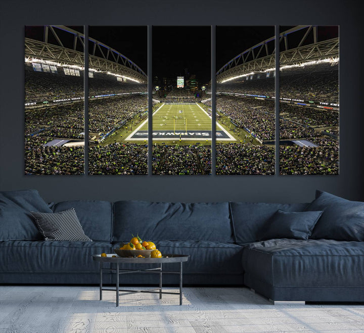 CenturyLink Field Stadium, Lumen Field Wall Art Canvas Print, Seahawks American Football Team Stadium Print