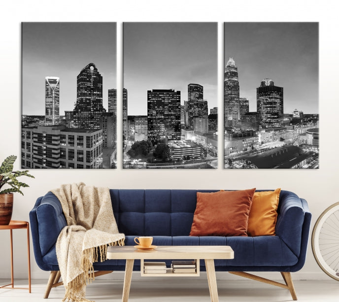 Charlotte City Wall Art Skyline Cityscape Canvas Print