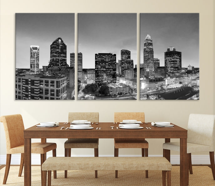 Charlotte City Wall Art Skyline Cityscape Canvas Print