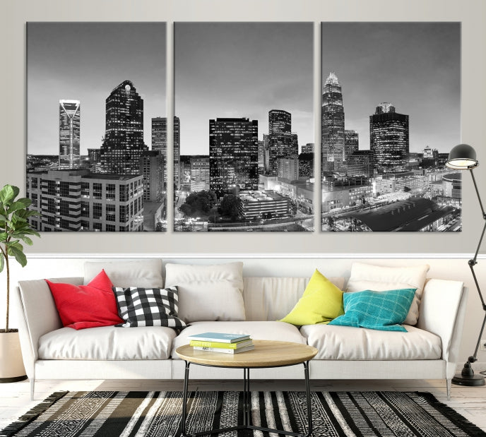 Charlotte City Wall Art Skyline Cityscape Canvas Print