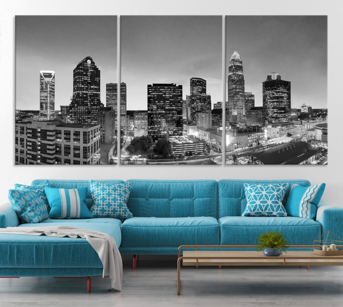 Charlotte City Wall Art Skyline Cityscape Canvas Print