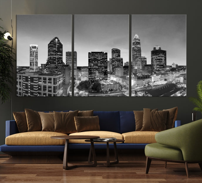 Charlotte City Wall Art Skyline Cityscape Canvas Print