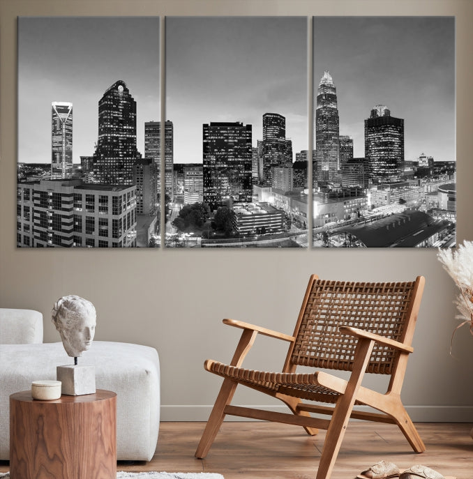 Charlotte City Wall Art Skyline Cityscape Canvas Print