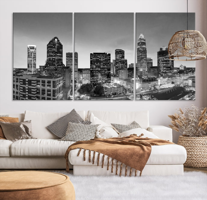 Charlotte City Wall Art Skyline Cityscape Canvas Print