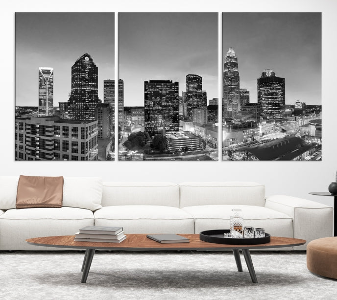 Charlotte City Wall Art Skyline Cityscape Canvas Print