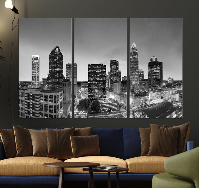 Charlotte City Wall Art Skyline Cityscape Canvas Print