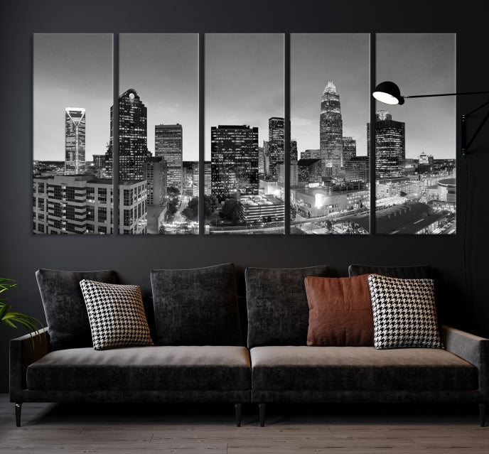 Charlotte City Wall Art Skyline Cityscape Canvas Print