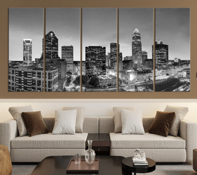 Charlotte City Wall Art Skyline Cityscape Canvas Print