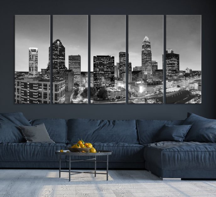 Charlotte City Wall Art Skyline Cityscape Canvas Print