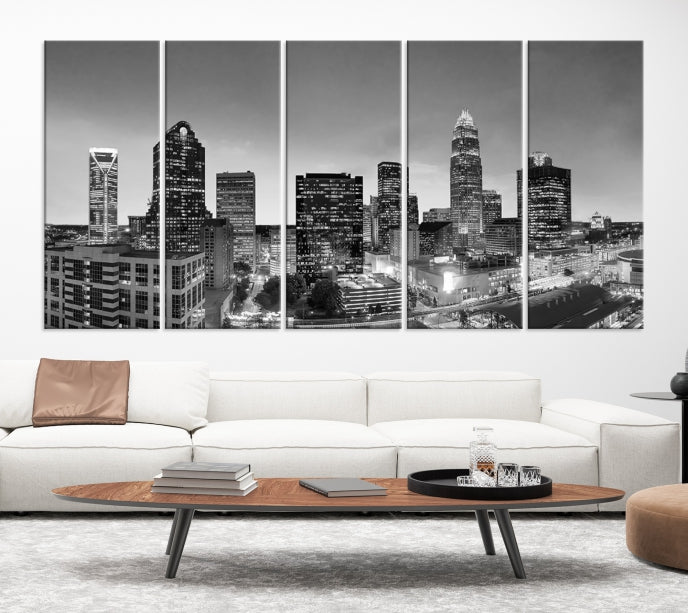 Charlotte City Wall Art Skyline Cityscape Canvas Print