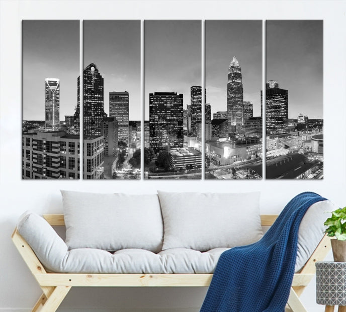 Charlotte City Wall Art Skyline Cityscape Canvas Print