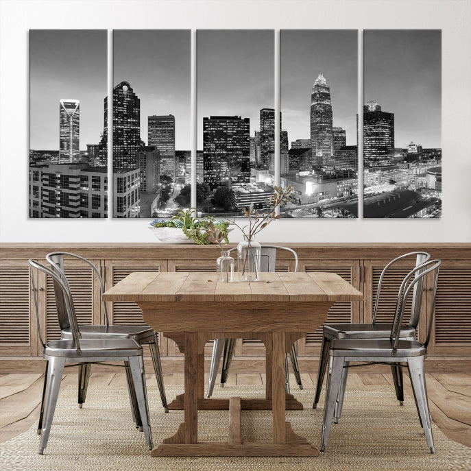 Charlotte City Wall Art Skyline Cityscape Canvas Print