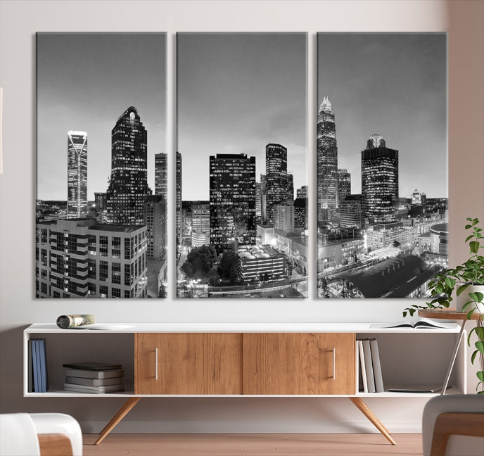 Charlotte City Wall Art Skyline Cityscape Canvas Print