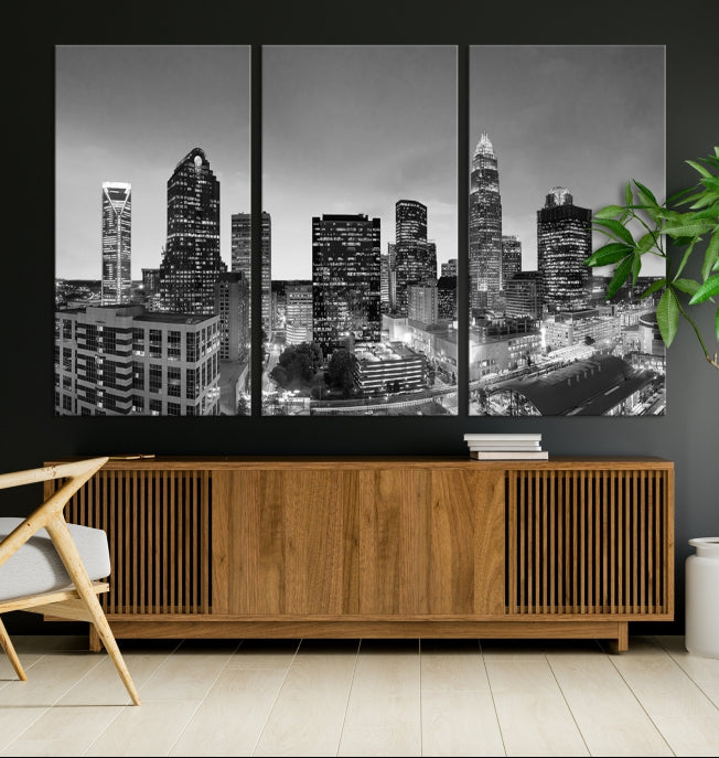 Charlotte City Wall Art Skyline Cityscape Canvas Print