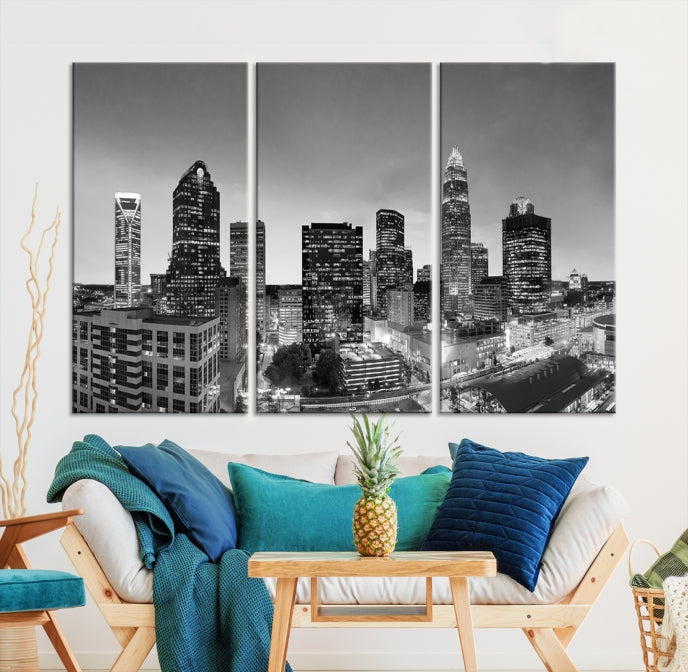 Charlotte City Wall Art Skyline Cityscape Canvas Print