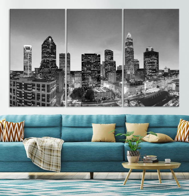 Charlotte City Wall Art Skyline Cityscape Canvas Print