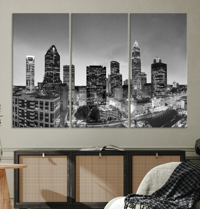 Charlotte City Wall Art Skyline Cityscape Canvas Print