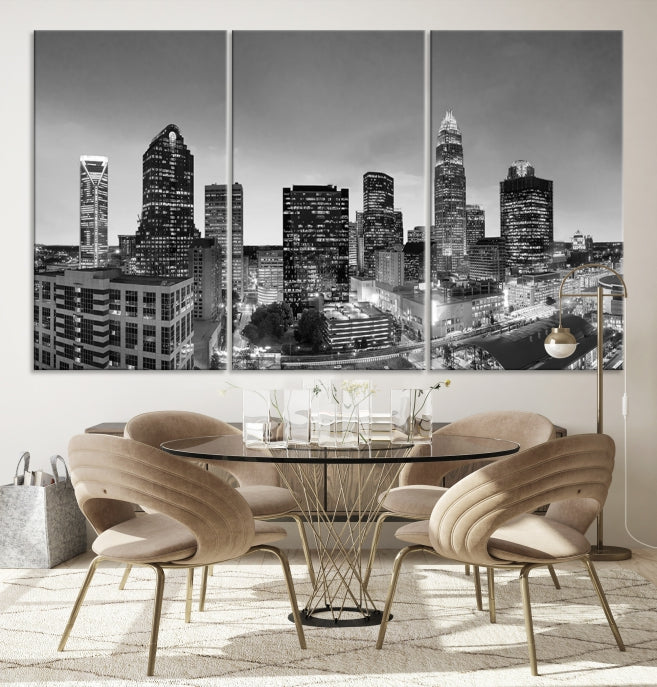 Charlotte City Wall Art Skyline Cityscape Canvas Print