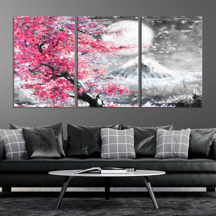 Cherry Blossom Artwork Winter Painting Modern Canvas Wall Decor Sakura Art