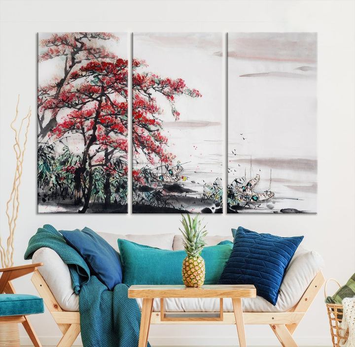 Cherry Blossom Japanese Art Painting Sakura Wall Art Canvas Print