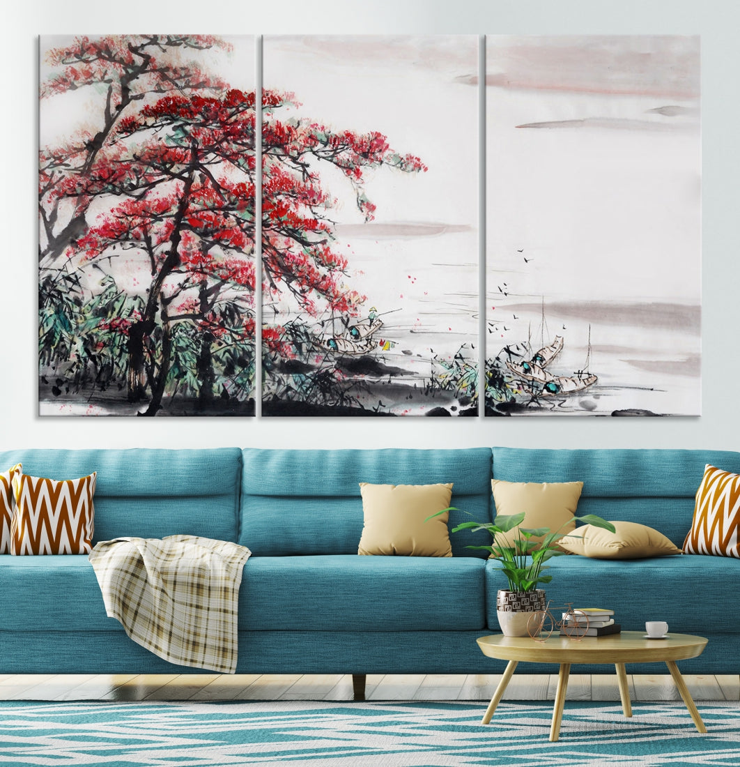 Cherry Blossom Japanese Art Painting Sakura Wall Art Canvas Print