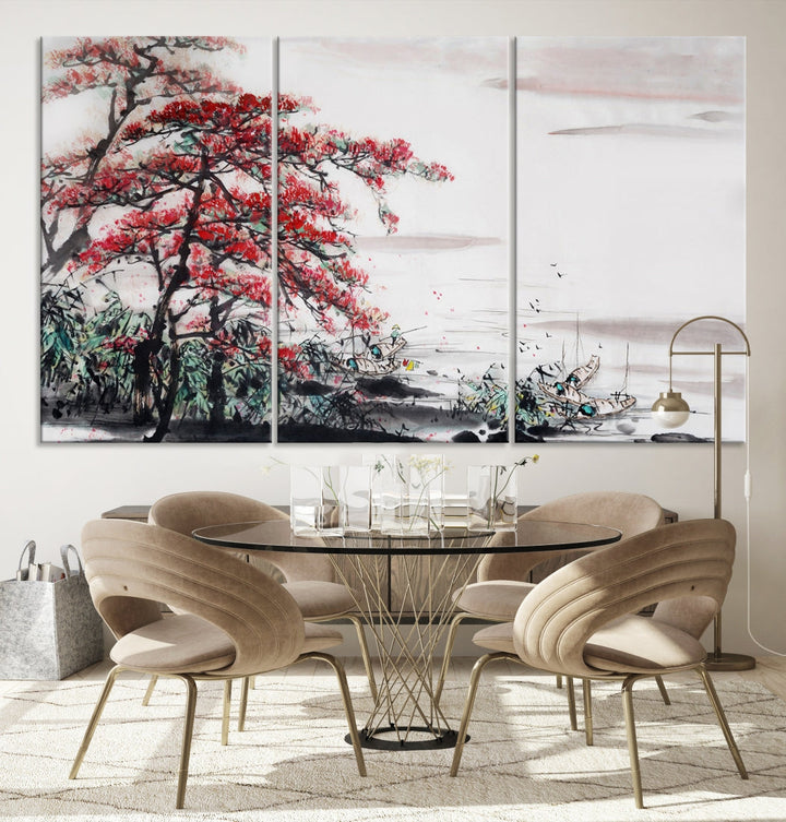 Cherry Blossom Japanese Art Painting Sakura Wall Art Canvas Print