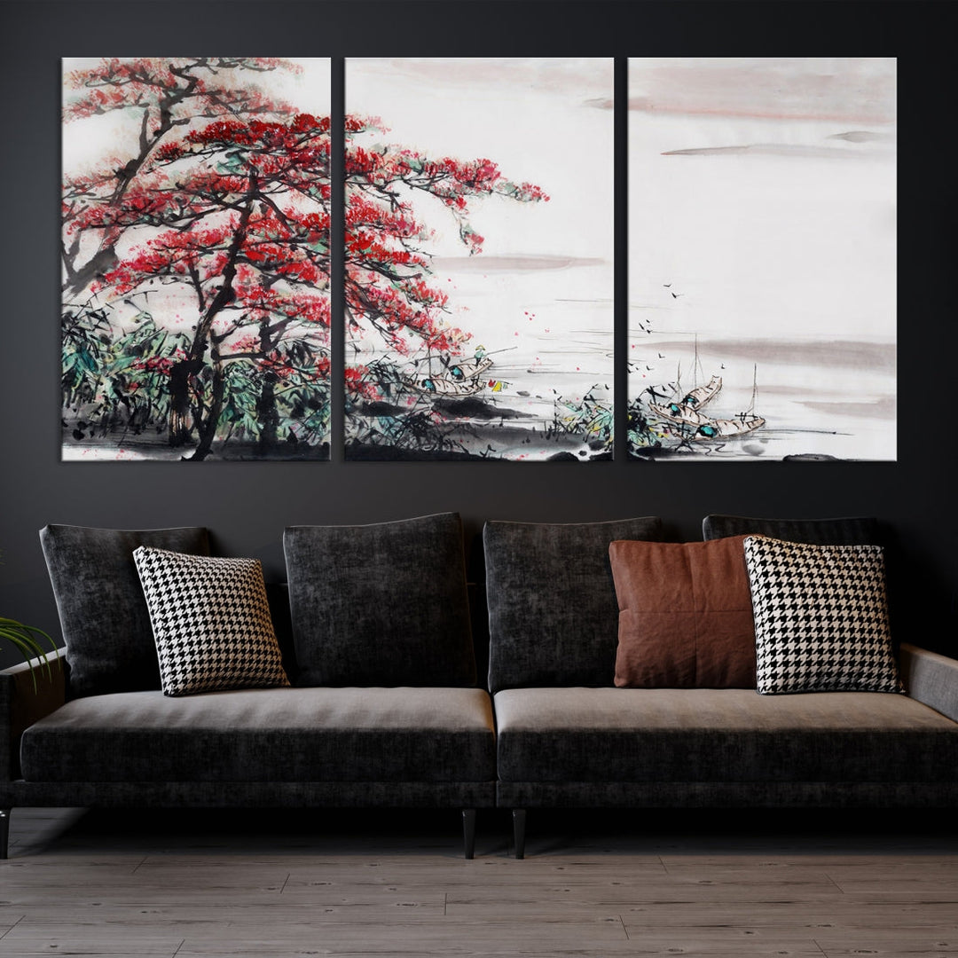 Cherry Blossom Japanese Art Painting Sakura Wall Art Canvas Print