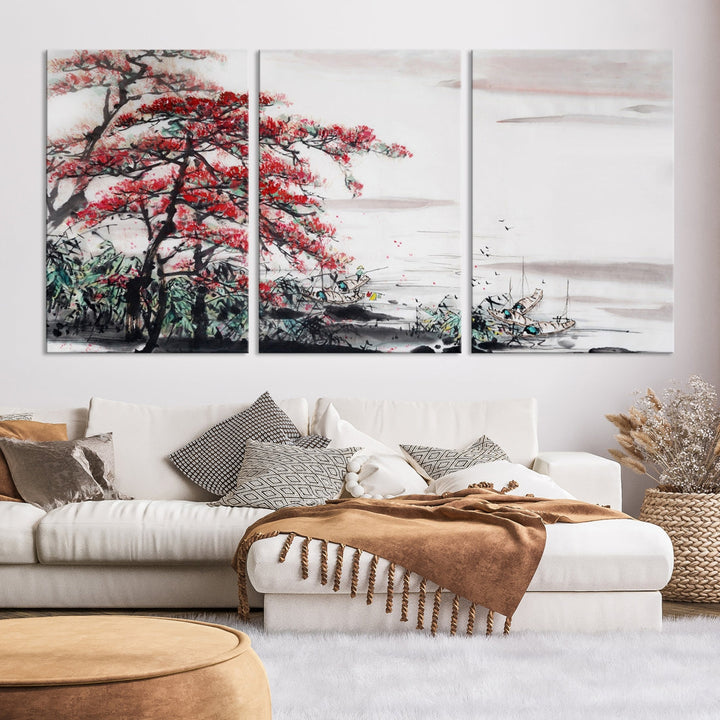 Cherry Blossom Japanese Art Painting Sakura Wall Art Canvas Print