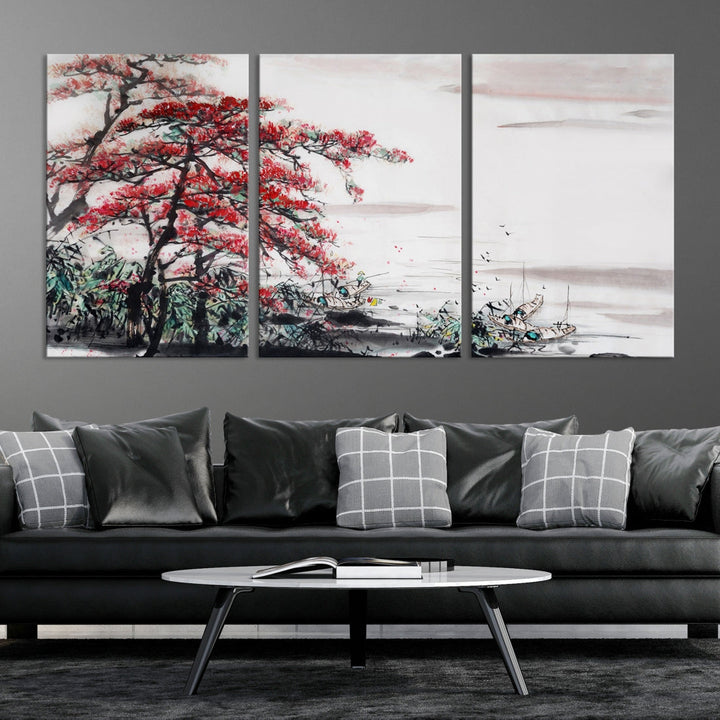 Cherry Blossom Japanese Art Painting Sakura Wall Art Canvas Print