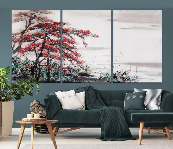 Cherry Blossom Japanese Art Painting Sakura Wall Art Canvas Print