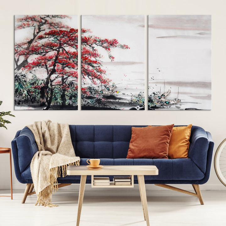 Cherry Blossom Japanese Art Painting Sakura Wall Art Canvas Print