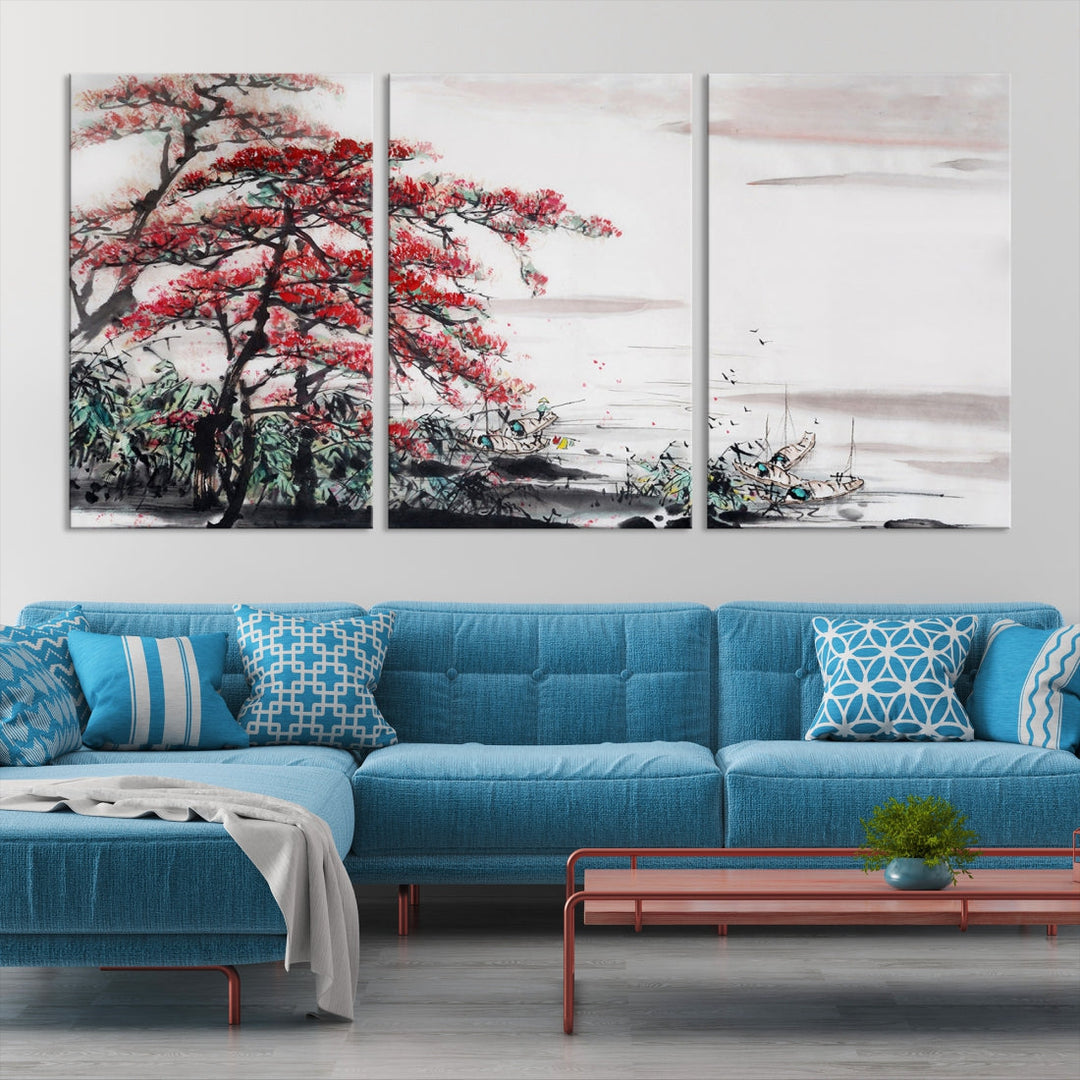 Cherry Blossom Japanese Art Painting Sakura Wall Art Canvas Print