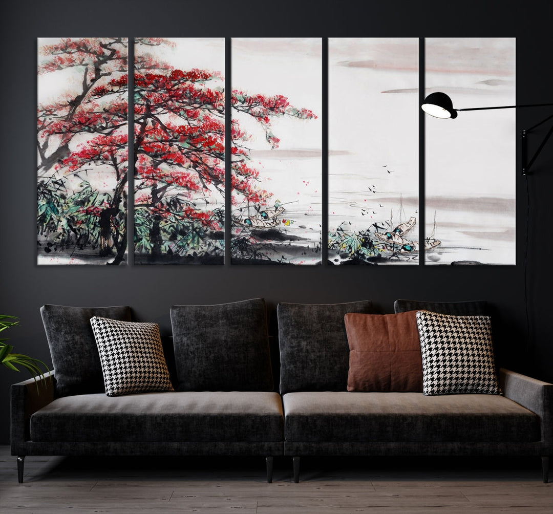 Cherry Blossom Japanese Art Painting Sakura Wall Art Canvas Print