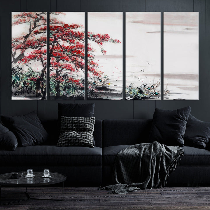 Cherry Blossom Japanese Art Painting Sakura Wall Art Canvas Print