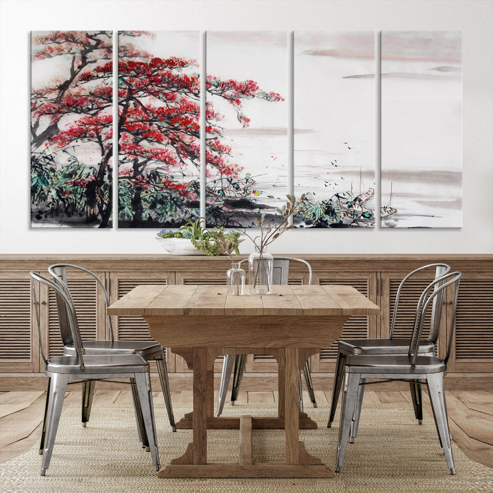 Cherry Blossom Japanese Art Painting Sakura Wall Art Canvas Print