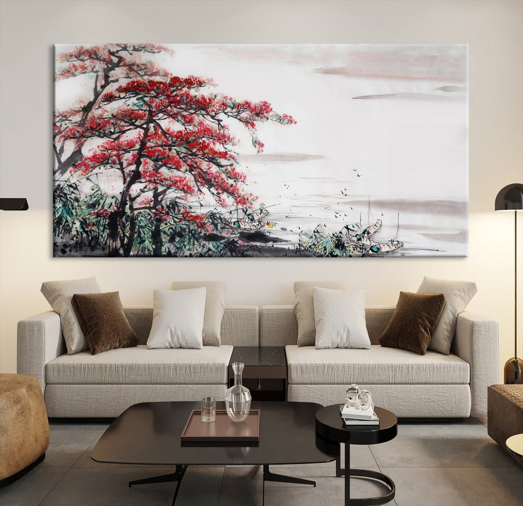 Cherry Blossom Japanese Art Painting Sakura Wall Art Canvas Print